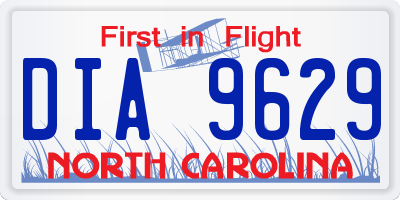 NC license plate DIA9629