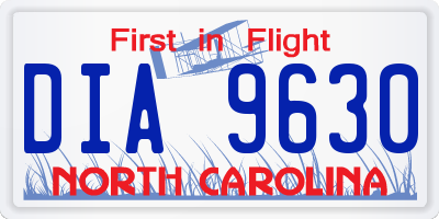 NC license plate DIA9630