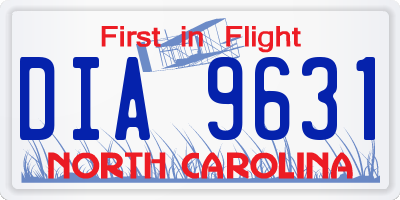 NC license plate DIA9631