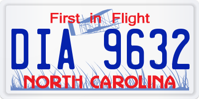 NC license plate DIA9632