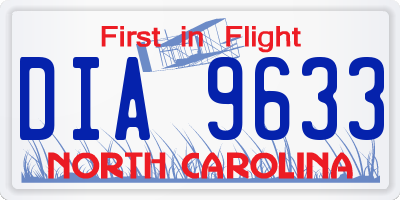 NC license plate DIA9633