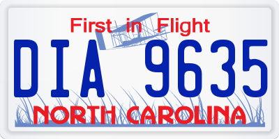 NC license plate DIA9635