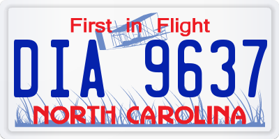 NC license plate DIA9637