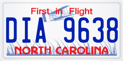 NC license plate DIA9638