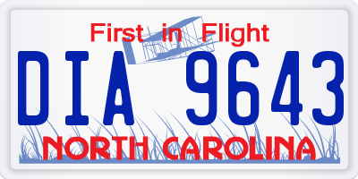NC license plate DIA9643