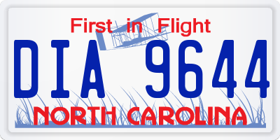NC license plate DIA9644