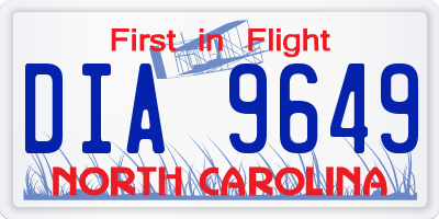 NC license plate DIA9649
