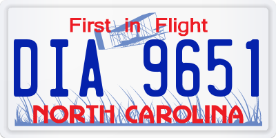 NC license plate DIA9651