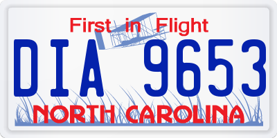 NC license plate DIA9653