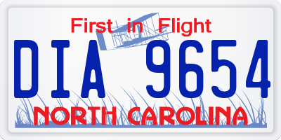 NC license plate DIA9654