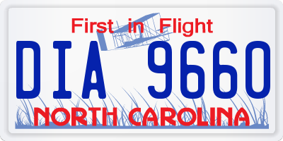 NC license plate DIA9660