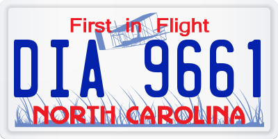 NC license plate DIA9661