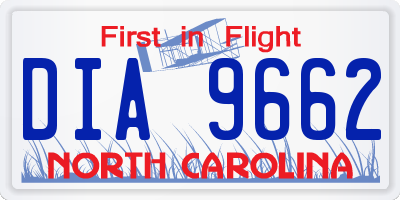 NC license plate DIA9662