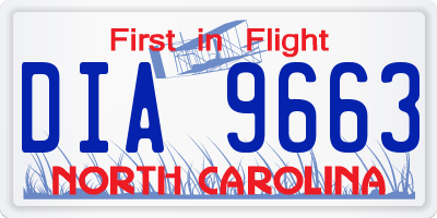 NC license plate DIA9663
