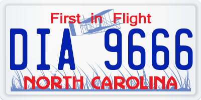 NC license plate DIA9666