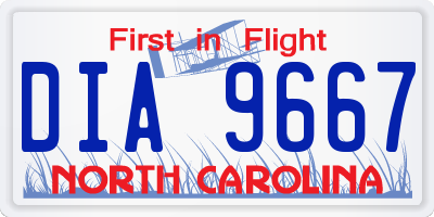 NC license plate DIA9667