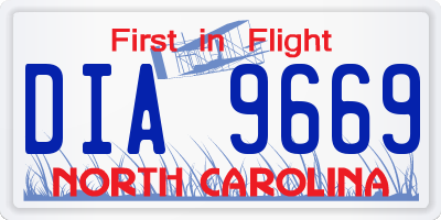 NC license plate DIA9669