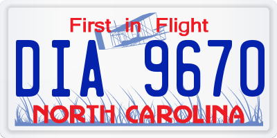 NC license plate DIA9670