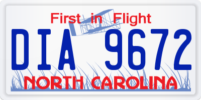 NC license plate DIA9672