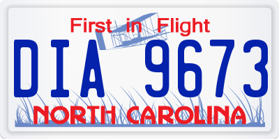 NC license plate DIA9673