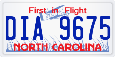 NC license plate DIA9675