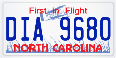 NC license plate DIA9680