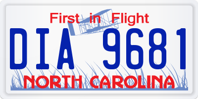 NC license plate DIA9681