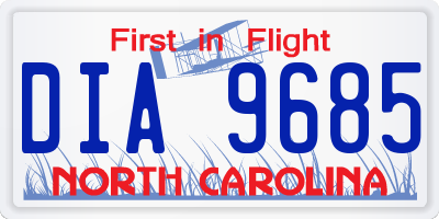 NC license plate DIA9685