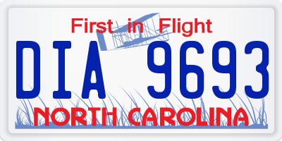 NC license plate DIA9693