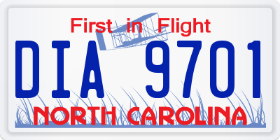 NC license plate DIA9701