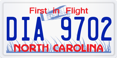 NC license plate DIA9702