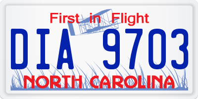 NC license plate DIA9703