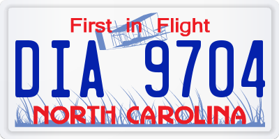 NC license plate DIA9704