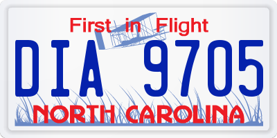 NC license plate DIA9705