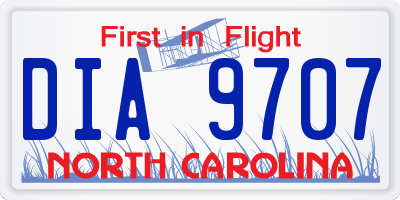NC license plate DIA9707