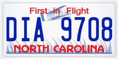 NC license plate DIA9708