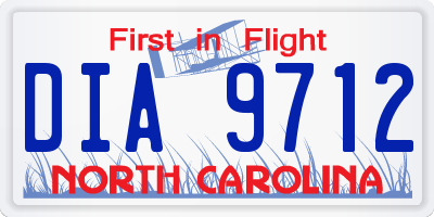 NC license plate DIA9712