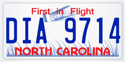 NC license plate DIA9714
