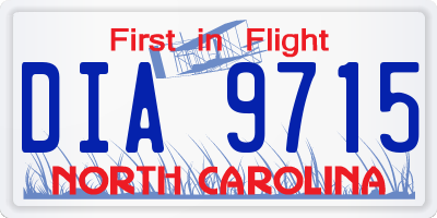 NC license plate DIA9715