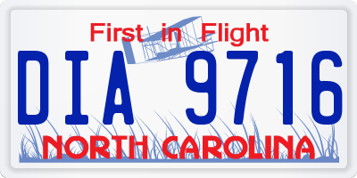 NC license plate DIA9716