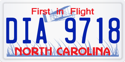 NC license plate DIA9718