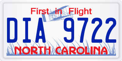NC license plate DIA9722