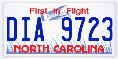 NC license plate DIA9723
