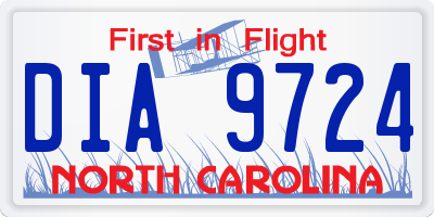 NC license plate DIA9724