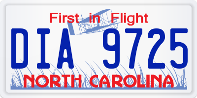 NC license plate DIA9725