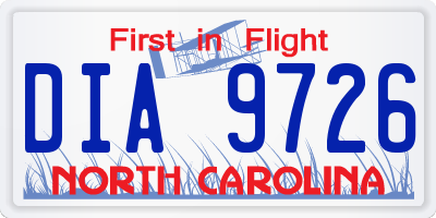 NC license plate DIA9726