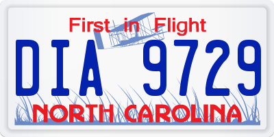 NC license plate DIA9729