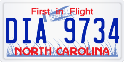 NC license plate DIA9734