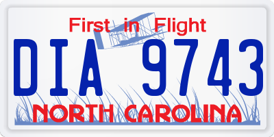 NC license plate DIA9743