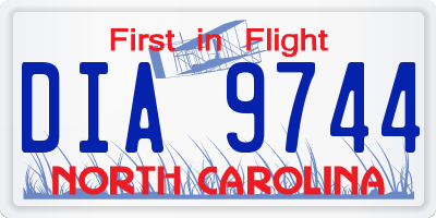 NC license plate DIA9744